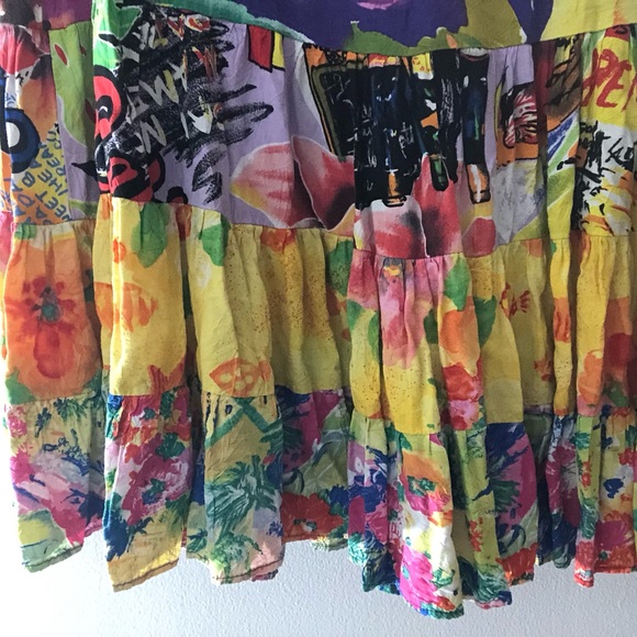 Vintage Jams World Hattie Tiered Mini Dress in Mixed Poppy Print Size Small - Picture 11 of 16